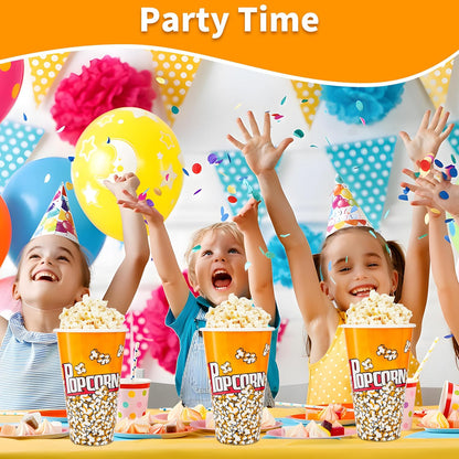 Retro Style Plastic Popcorn Buckets by [Brand Name] - Reusable 6-Pack for Movie Night Fun