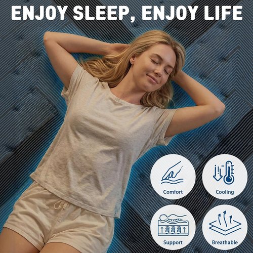 Breezpet 12-Inch Queen Mattress - Memory Foam with Enhanced Support & Cooling Relief | CertiPUR-US Certified