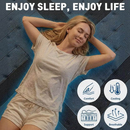 Breezpet 12-Inch Queen Mattress - Memory Foam with Enhanced Support & Cooling Relief | CertiPUR-US Certified