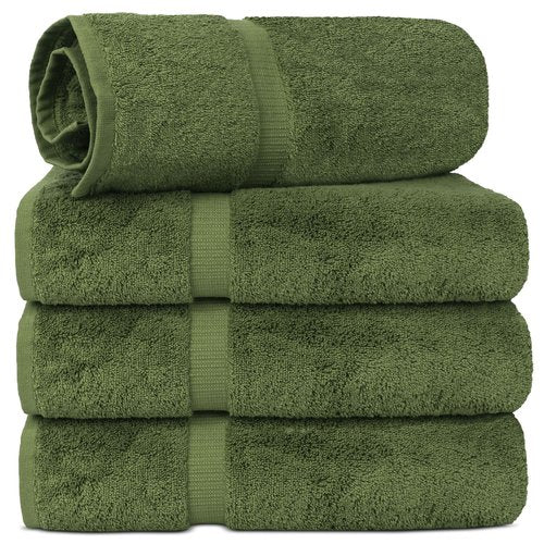 Chakir Turkish Linens | Hotel & Spa Quality 100% Cotton Luxury Turkish Towels | Soft & Absorbent (30x60 Inches Extra Large Bath Towels, Set of 4 - Moss)