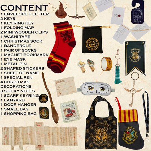 Harry Potter Advent Calendar 2025 - 24-Day Magical Countdown with Keychains & Accessories (Brown Case)