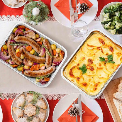 Homikit Lasagna Pan Set - 3 Inch Deep 9x13 Stainless Steel Baking Dish | Heavy-Duty Roasting Tray, Rustproof & Dishwasher Safe