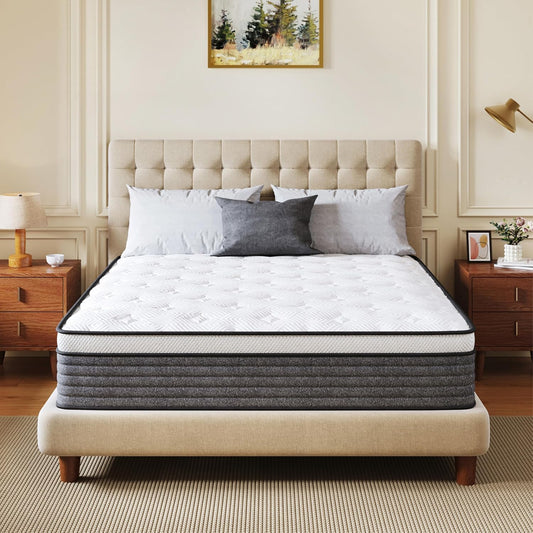 CH Charme House Twin Mattress - 10 Inch Hybrid Foam & Pocket Springs | Medium Feel, Fiberglass Free, Extra Edge Support