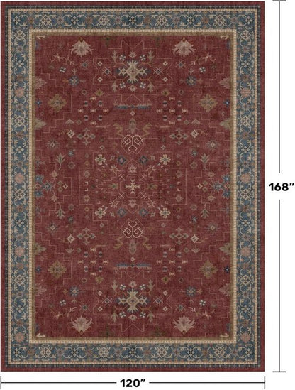 Hazo Haus Moroccan Area Rug - Dark Red 10x14 Washable Lightweight Low Pile for Living Room & Bedroom