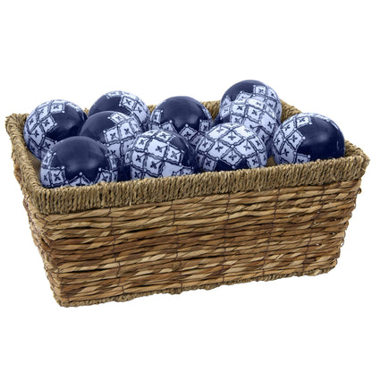 Red Lantern 3" Porcelain Ball Set - Set of 10 Decorative Balls, Blue & White