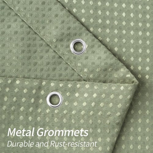 MitoVilla Sage Green Waffle Fabric Shower Curtain, Heavyweight Cloth Shower Curtains for Modern Hotel Bathroom Decor, Waterproof & Wrinkle Resistant, 72 x 72