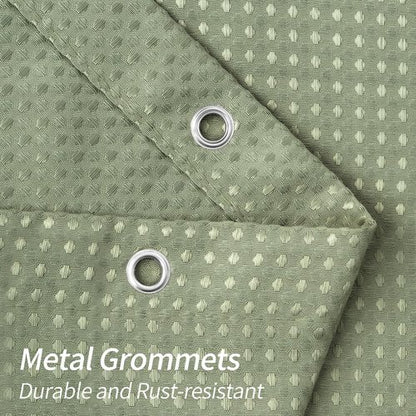 MitoVilla Sage Green Waffle Fabric Shower Curtain, Heavyweight Cloth Shower Curtains for Modern Hotel Bathroom Decor, Waterproof & Wrinkle Resistant, 72 x 72