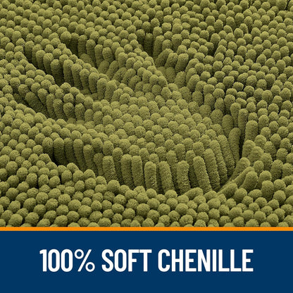 OLANLY Bathroom Rugs - Extra Soft Chenille Bath Mats with Rubber Backing | 30x20, Quick Dry, Willow Green