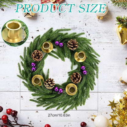 Norfolk Pine Advent Wreath - Purple Berries & Pinecones | Elegant Holiday Centerpiece Decor