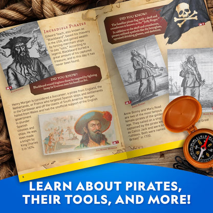 National Geographic Pirate Adventure Kit - Dig for Treasure, Create Pirate Hat & Map | STEM Toys for Kids