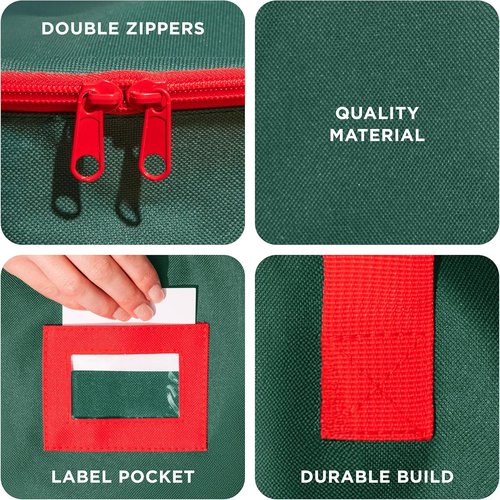 HOLDN’ STORAGE Wreath Storage Bag - Durable Waterproof Design - Heavy-Duty Xmas Container, 30"W x 7.5"D - Green