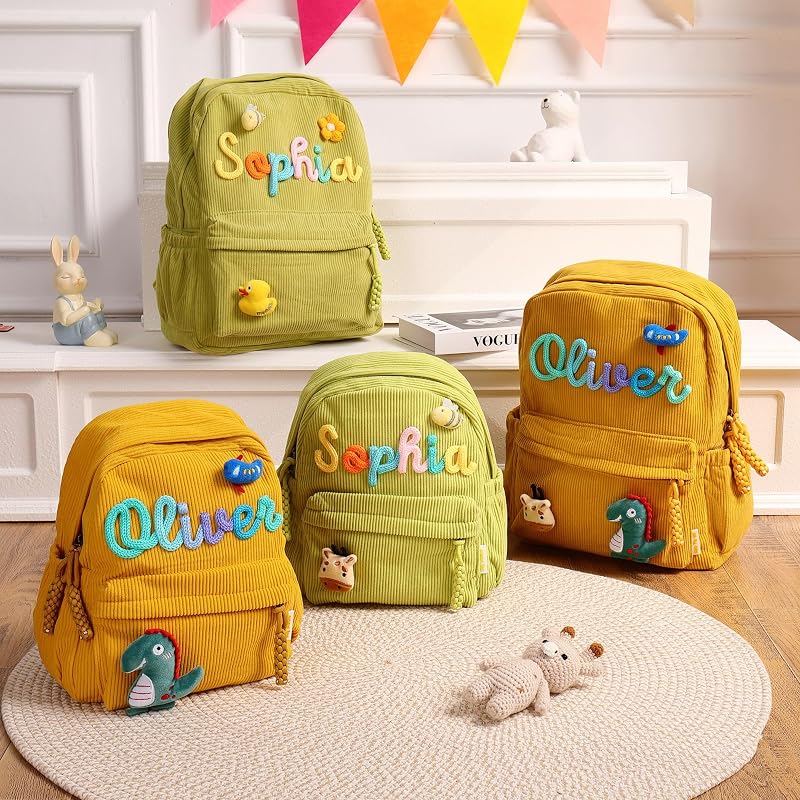 Personalized Toddler Backpack for Girls - Small Corduroy School Bag