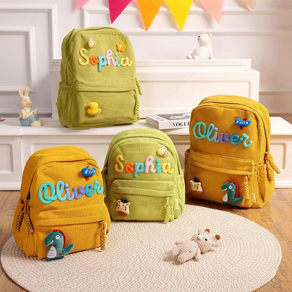 Personalized Toddler Backpack for Girls - Small Corduroy School Bag