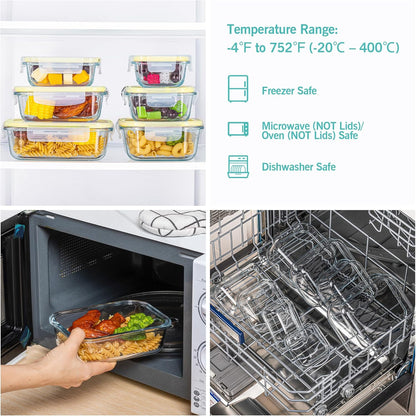 Vtopmart Glass Food Storage Containers - 8 Pack with Airtight Lids | BPA-Free Meal Prep for Microwave, Oven, Freezer