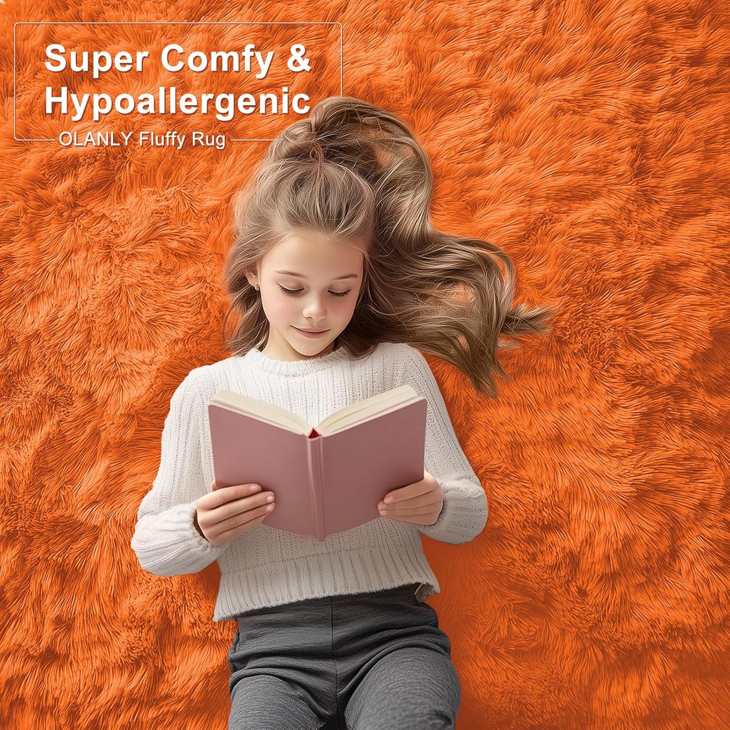 OLANLY Runner Rugs - Soft, Machine Washable Shaggy Carpet for Hallway & Bedroom | Orange, 2x5 ft