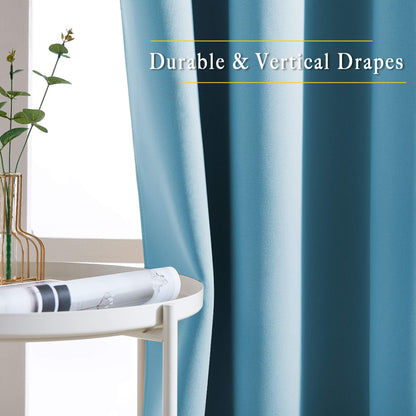 NICETOWN Room Darkening Curtain Panels - Window Treatment Thermal Insulated Grommet Light Blocking Curtains Drapes for Bedroom/Home Office (2 Panels, 46 by 54, Teal Blue)