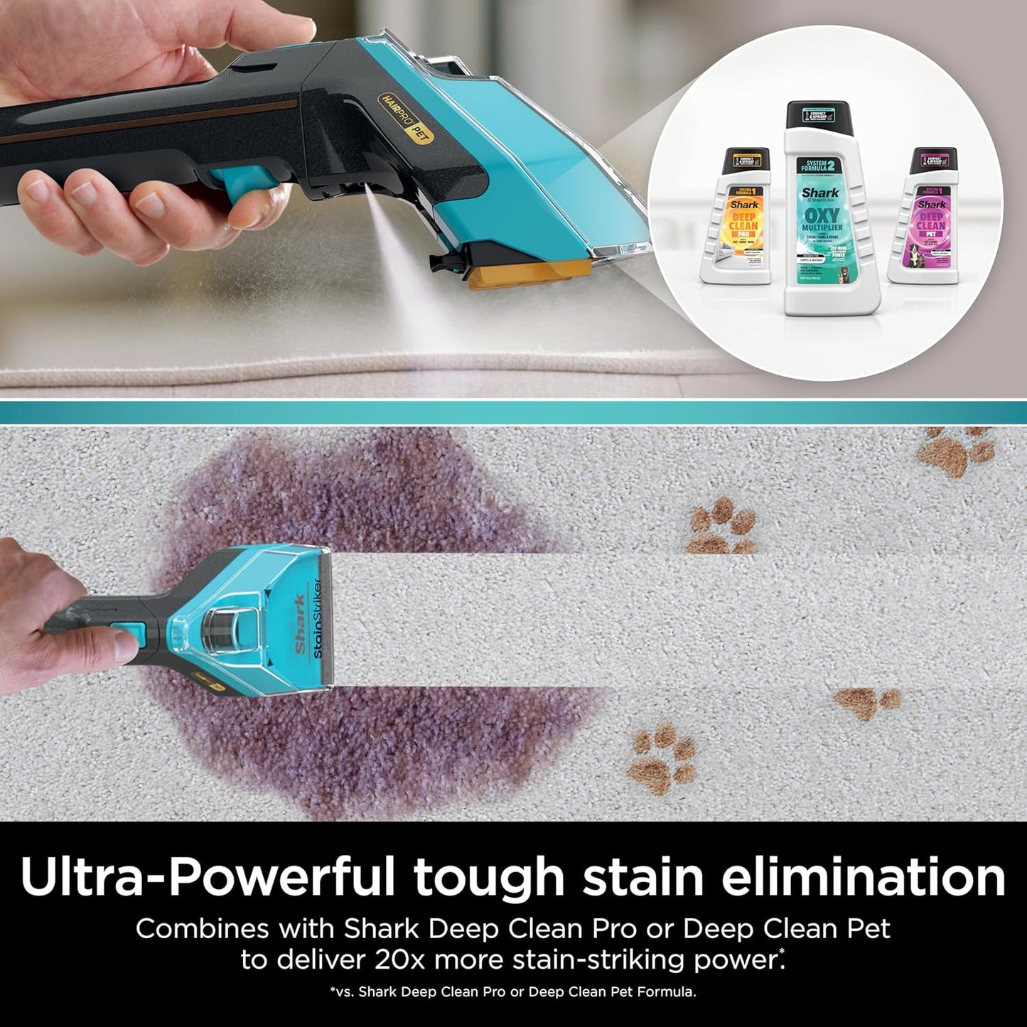 Shark StainStriker OXY Carpet Cleaner - Odor Eliminator for All Carpets & Upholstery | 32oz