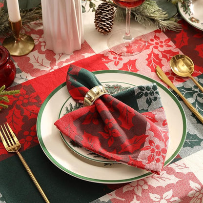 Newbridge Holiday Holly Check 60x102 Inch Rectangle Tablecloth - Cotton-Rich Christmas Nativity
