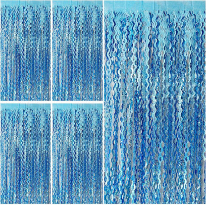 Skiennix Tinsel Foil Fringe Curtains - Sparkling Wavy Backdrop for Parties | Photo Booth Decor