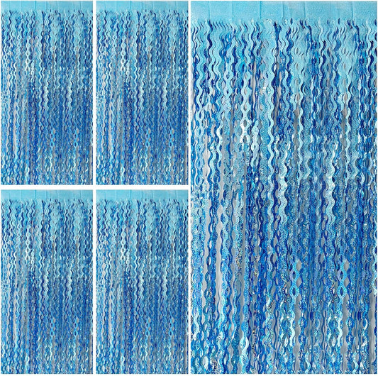 Skiennix Tinsel Foil Fringe Curtains - Sparkling Wavy Backdrop for Parties | Photo Booth Decor