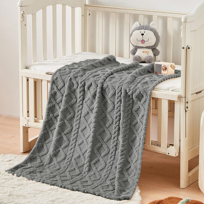 Sherpa Fleece Baby Blanket - Ultra Soft & Fluffy Infant Receiving Blanket | Cozy 30”×40” Grey for Boys & Girls