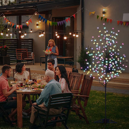Lightshare 3-Tree LED Cherry Blossom Set - 4ft 5ft 6ft Lighted Trees with Remote, Multicolor