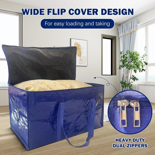 Extra Heavy Duty Moving Bags by [Brand Name] - 8 Pack with Strong Zipper & Carrying Handles | Dark Blue - 24 Gallon
