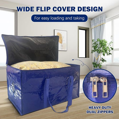 Extra Heavy Duty Moving Bags by [Brand Name] - 8 Pack with Strong Zipper & Carrying Handles | Dark Blue - 24 Gallon
