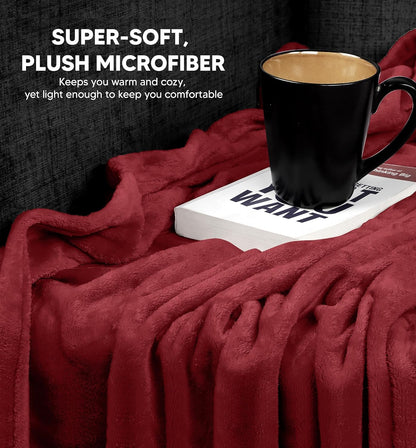 Utopia Bedding Fleece Blanket - Luxury Burgundy Queen Size Microfiber | Soft, Anti-Static 300GSM (90x90 Inch)