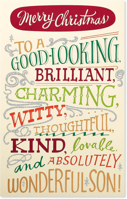 American Greetings Funny Christmas Card - Silly Holiday Greeting for Son | Celebrating His Wonderful Traits