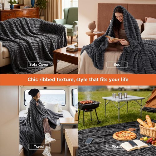 Bedsure GentleSoft Grey Fleece Queen Blanket - Cozy, Soft Throw for Couch | 90x90 Inches