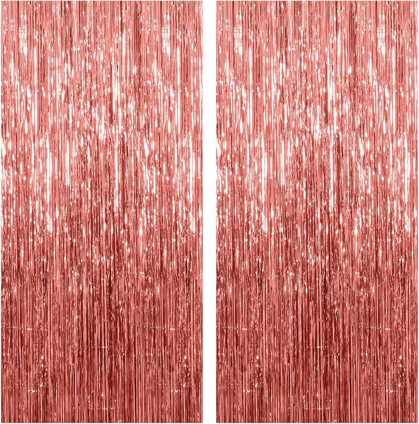 Regine Switzerland 2 Pack Rose Gold Backdrop Foil Curtains | Elegant Birthday & Bachelorette Party Decor