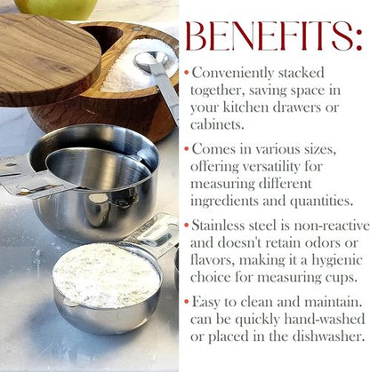 Bellemain Stainless Steel Measuring Cups Set of 6 - Nesting Design for Dry & Liquid Measurements, Dishwasher Safe