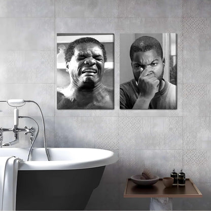 Skiennix Framed Funny Bathroom Canvas Wall Art Set | Vintage Comedy Movie Posters - 16x24in