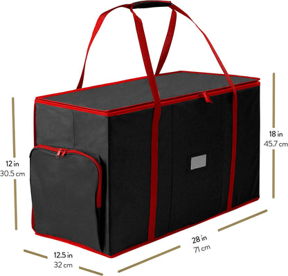 ZOBER Christmas Ornament Storage Box - Easy Access Removable Trays for 73 Ornaments | Adjustable Black Container