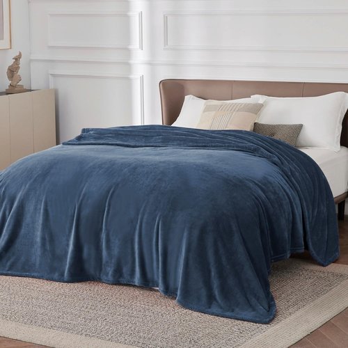 Bedsure GentleSoft Fleece Blanket - Cozy Lightweight Plush in Mineral Blue | California King Size 102x96 Inches