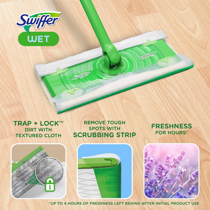 Swiffer Sweep + Mop Wet Pads Refill - All-Purpose Floor Cleaner for Dirt & Dust | Lavender, 12ct