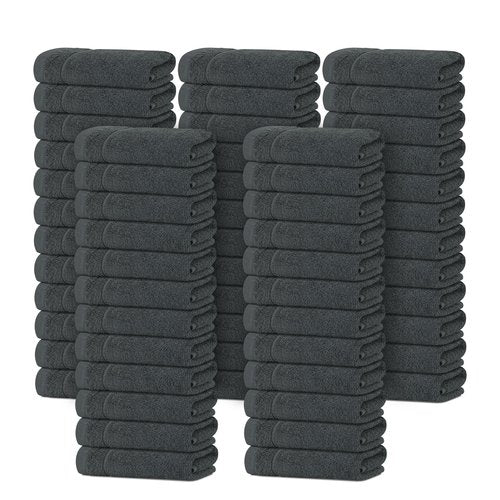 Tens Towels Pack of 60 Washcloths, 12 x 12 Inches, Lighter Weight, Quick to Dry, Super Soft & Absorbent, Gentle Face Towels, Hotel Quality, Perfect for Bathroom, Gym, Spa, Dark Grey