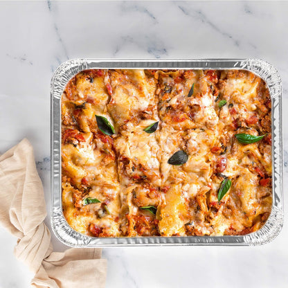 PLASTICPRO Disposable Aluminum Foil Pans - Half Size Deep Bakeware for Cakes, Meatloaf & Lasagna | Pack of 10