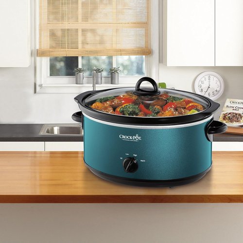 Crock-Pot 7-Quart Slow Cooker - Family Size for 8+ People | Removable Stoneware, Dishwasher Safe, Turquoise