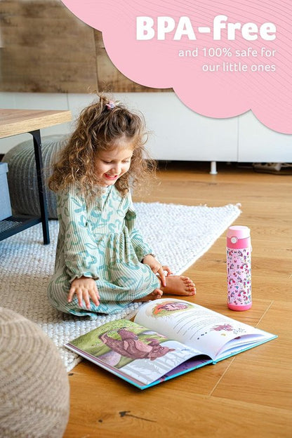 Jarlson® Kids Water Bottle CHARLI | 18oz Stainless Steel Insulated Thermo Bottle with Straw - Spill Proof for School & Sports (Unicorn)