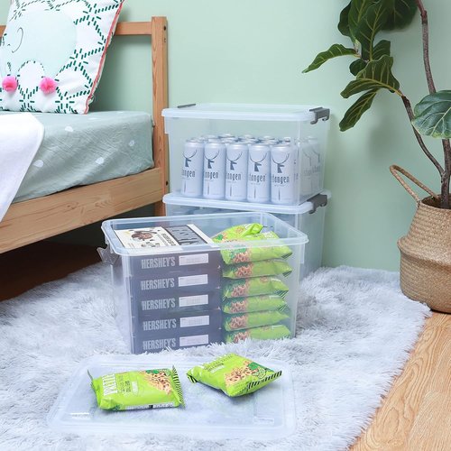 Citylife 32 QT Plastic Storage Bins - Stackable Containers with Latching Lids for Garage, Closet & Kitchen | 4-Pack