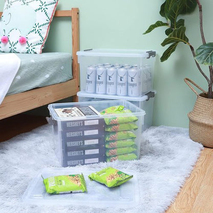 Citylife 32 QT Plastic Storage Bins - Stackable Containers with Latching Lids for Garage, Closet & Kitchen | 4-Pack