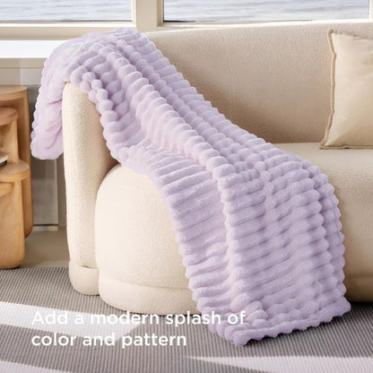 Bedsure GentleSoft Fleece Blanket - Cozy Lavender Fog Throw for Couch, 60x80 Inches