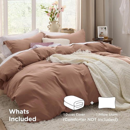Bedsure Mocha Mousse Duvet Cover Set - Extra Soft Twin/Twin XL Bedding with Zipper Closure & Pillow Sham