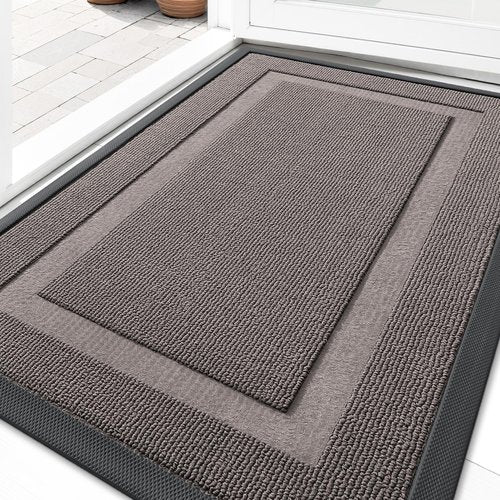 OLANLY Front Door Mat Indoor Outdoor Entrance, Waterproof All-Season, All-Weather Doormat, Sturdy Natural Rubber, Low Profile, Easy Clean Patio Porch Entryway Mat, 71x47, Taupe