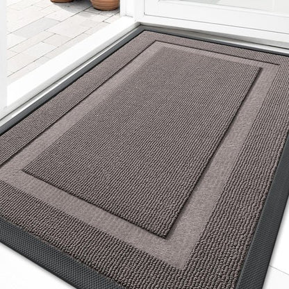 OLANLY Front Door Mat Indoor Outdoor Entrance, Waterproof All-Season, All-Weather Doormat, Sturdy Natural Rubber, Low Profile, Easy Clean Patio Porch Entryway Mat, 71x47, Taupe