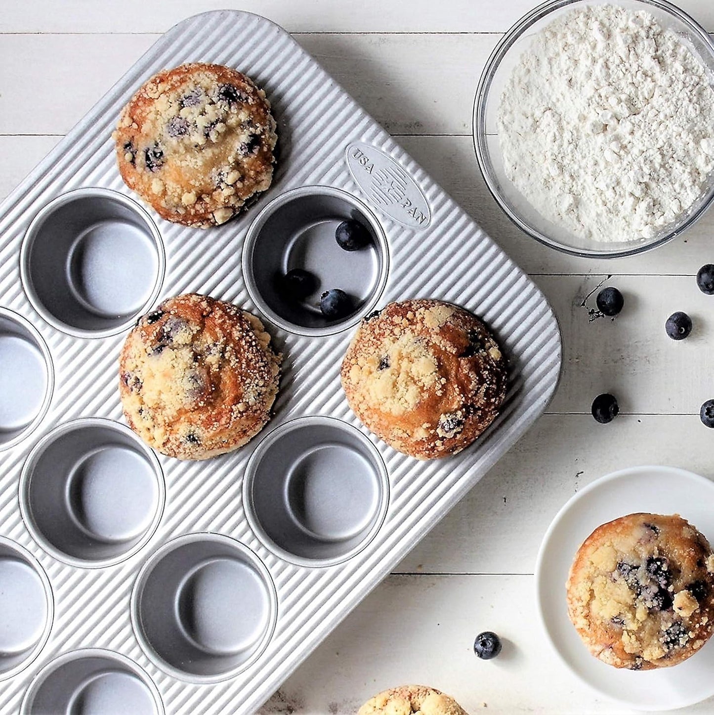 USA Pan Muffin Pan - 12-Well Aluminized Steel Bakeware for Perfect Muffins