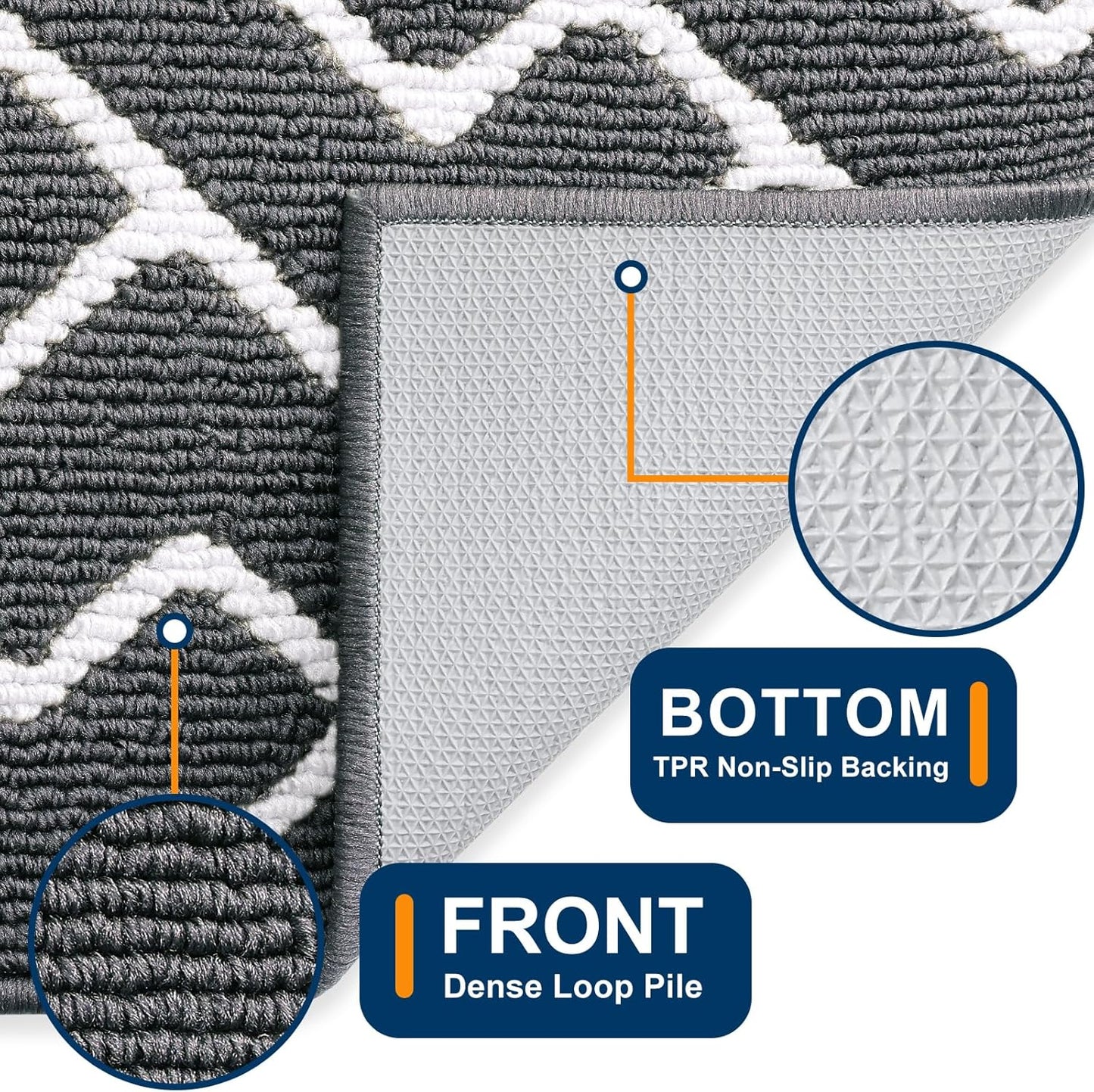 OLANLY Non-Slip Front Door Mat - Dirt Resistant & Absorbent | Washable Indoor Doormat 36x24, Charcoal