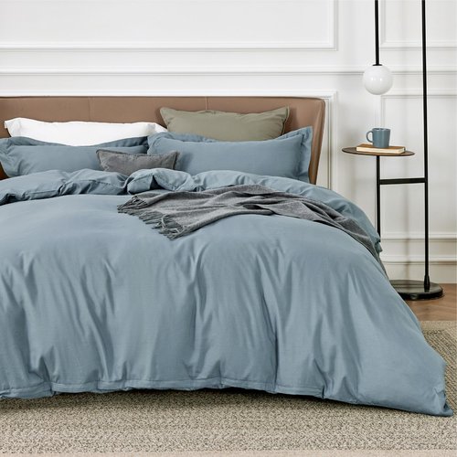 Bedsure Duvet Cover Full Size - Soft Double Brushed Bedding Set for Kids & Adults, Zipper Closure, 3 Pieces, Includes 1 Duvet Cover (80"x90") & 2 Pillow Shams, NO Comforter, Mineral Blue